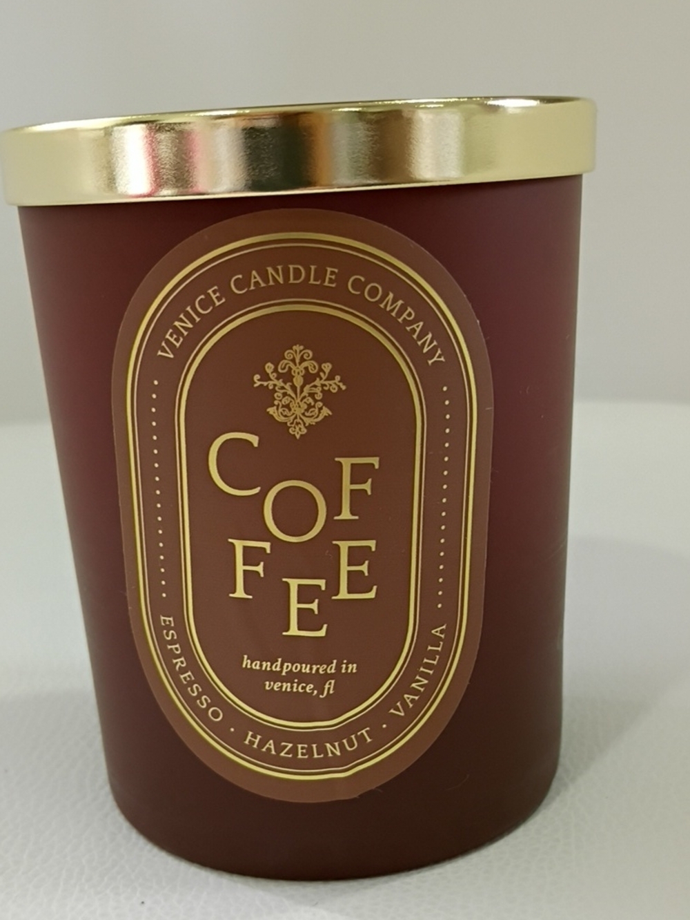 Coffee Scented Jar Candle - Brown with Gold Lid